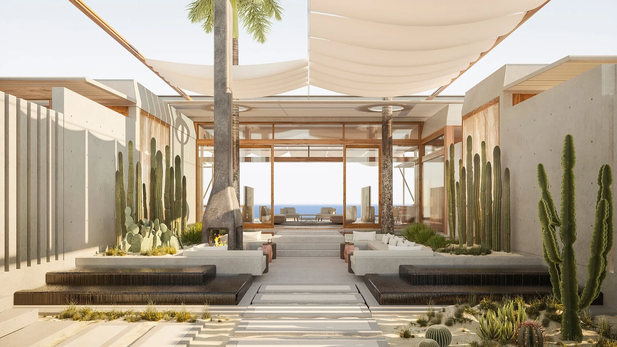 Modern property courtyard